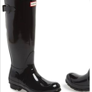 HUNTER Adjustable Back Gloss Waterproof Rain Boot
